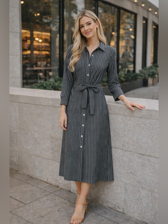 mille Resort & Travel Dresses & Skirts - Mille Resort & Travel Striped Maxi Button Up Dress Belted Size XXS
